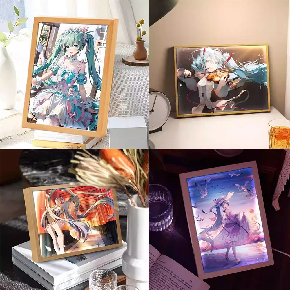 

Hatsune Miku Anime Peripheral Cartoon LED High Definition Painting Light Picture Bedroom Desktop Decoration Night Lamp Gift