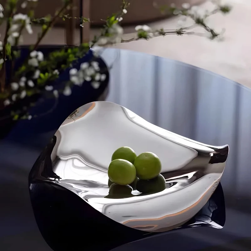 European modern creative stainless steel fruit plate, plate light luxury home