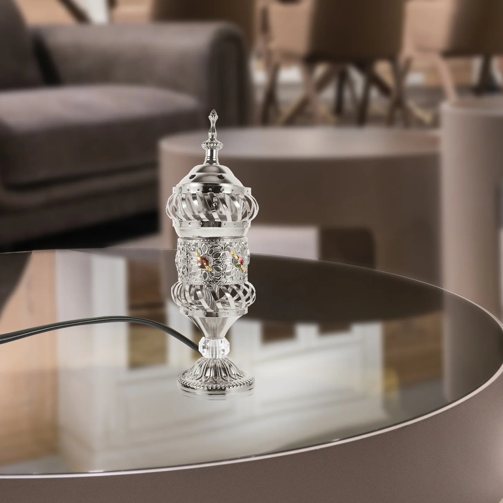 

Electric Aroma Burner Metal Censer Holder Sturdy Craftsmanship Easy to Place Study Office Cabinet Electric Incense Burner