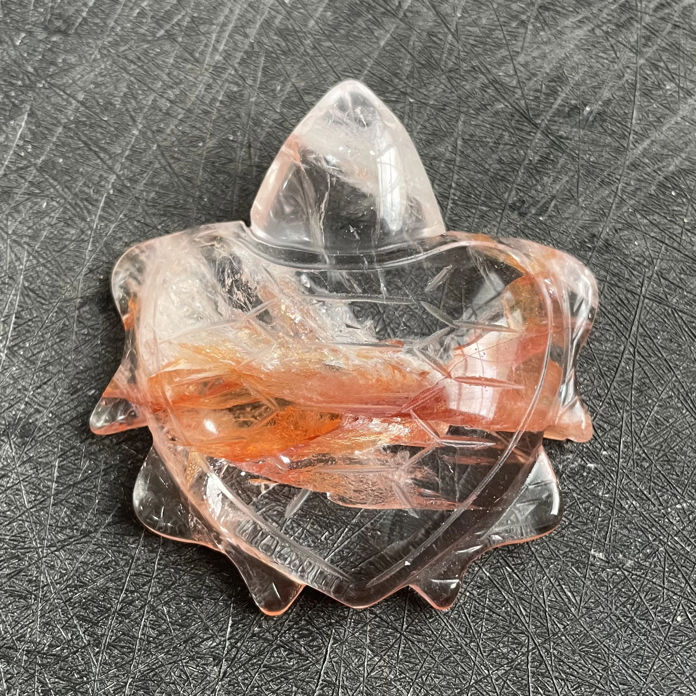 Natural Stone Red Clear Fire Quartz Tortoise Crystal Carving Rainbow Rock Decoration Rough Polished Quartz Healing