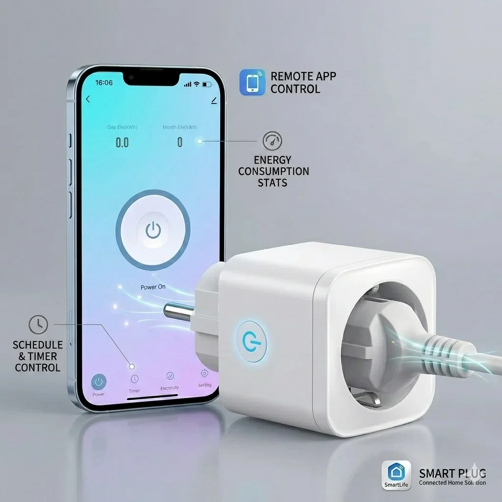 Tuya EU Smart 2.4/5G  WiFi Plug 16A Socket with Power Meter Voice Control Remote Timer Compatible with Alexa Google Smart Life