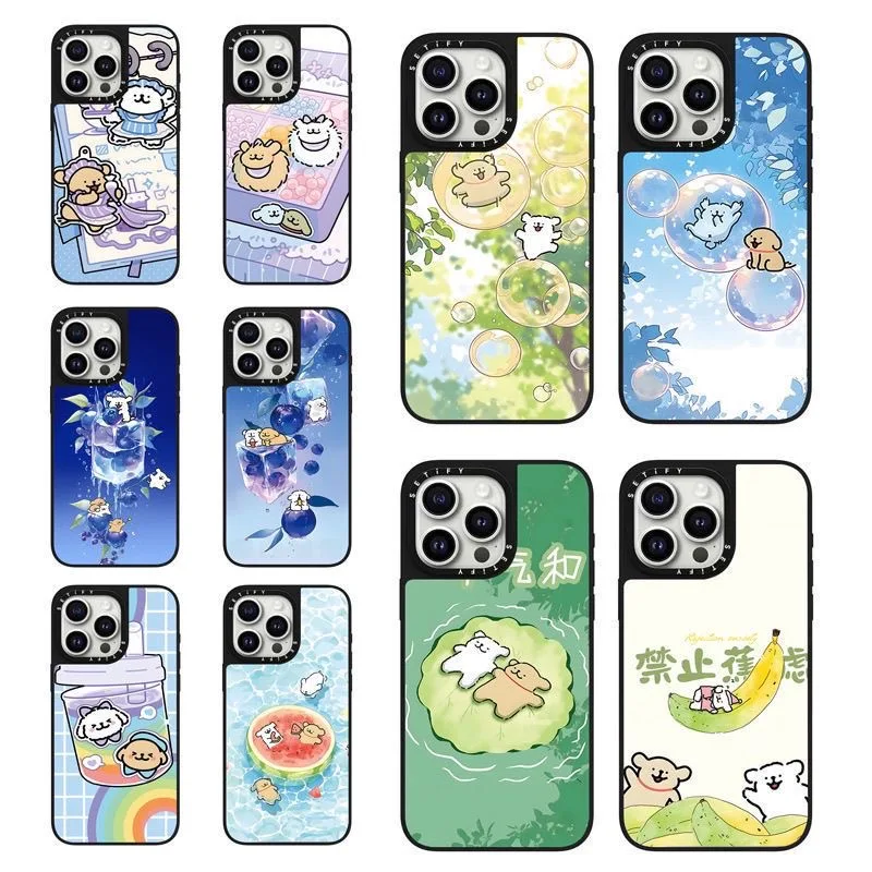 

New style line art puppy for iPhone 14/15 Pro Max glossy phone case Apple 16 hard case 13