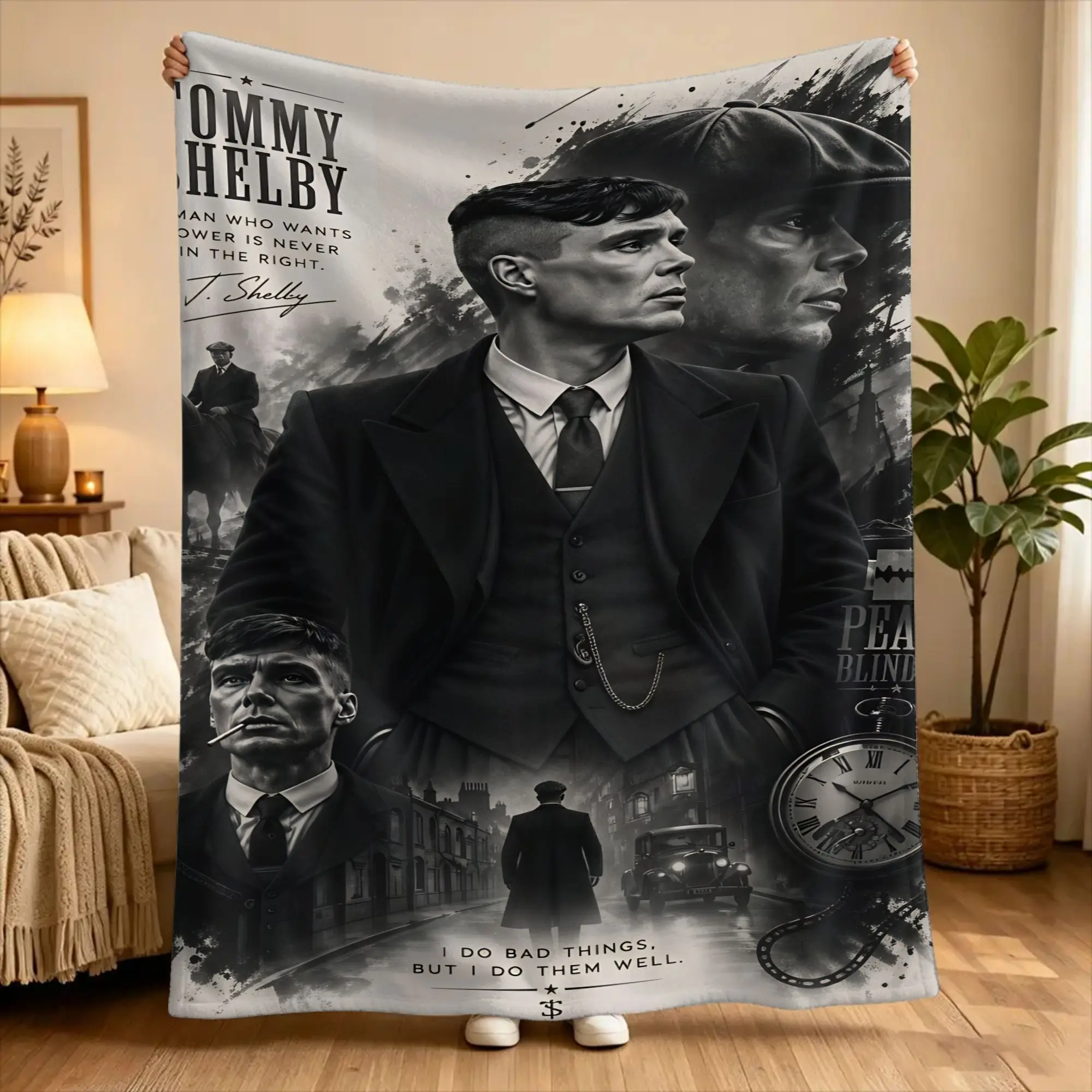 Peaky Blinders tommy shelby  Soft Warm Blanket  Kids Plush Throw Blanket Pattern Couch Bed Flannel Bedspread Sofa Bed Cover