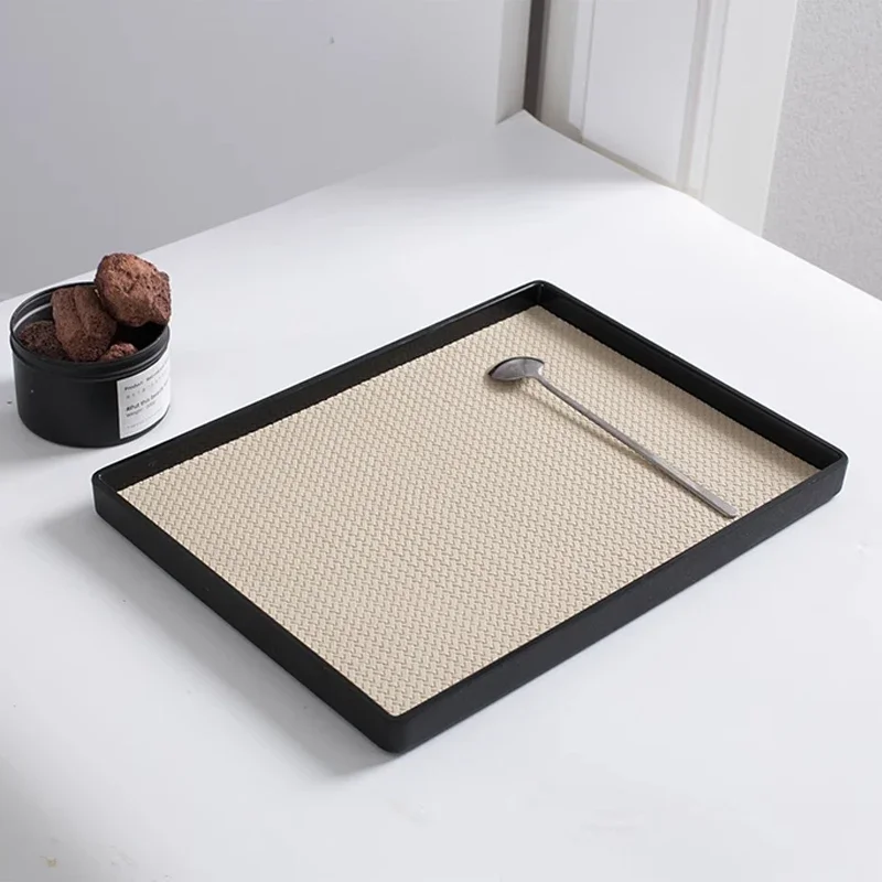 Ahunderjiaz-Nordic Style Leather Tray, Rectangular Storage, Tea Plate, Living Room, Bedroom, Desktop, Home Decoration