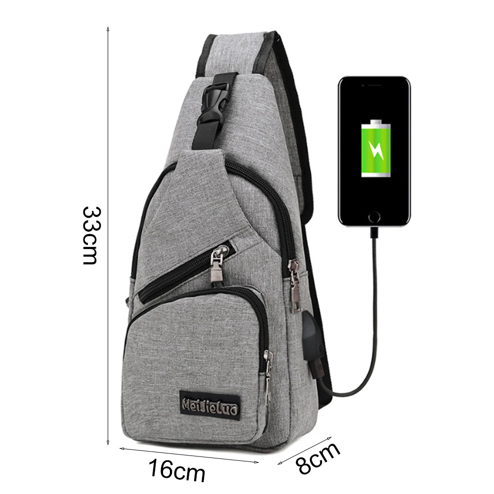 Men Anti Theft Chest Bag Shoulder Bags Short Trip Messengers Bags Men\'s Leather Sling Pack USB Charging Crossbody Package School