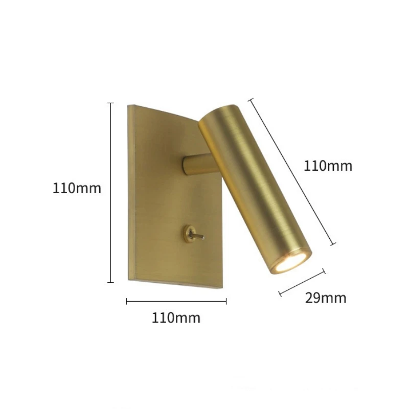 Ingebouwde LED Wandlamp met Schakelaar Verstelbare Hotel Slaapkamer Hoofdeinde Leeslamp Nachtkastje Blaker Spotlight Armatuur AC100-220V
