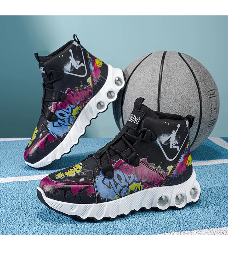 Frühling und Herbst Neuer Stil Farbblockierende Trendige Laufschuhe, Übergrößen Herrenschuhe, High-Top Dicksohlige Freizeitschuhe, Vielseitige Sportschuhe – Detail 24