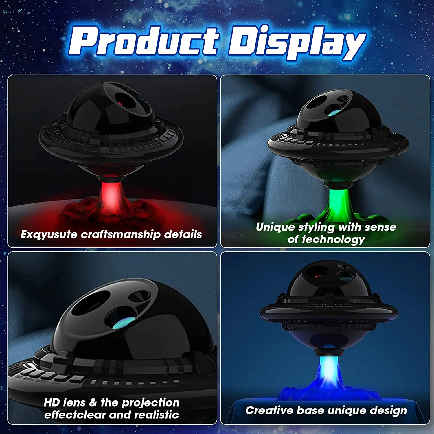 UFO Galaxy Projector Night Light for Bedroom Muti Color Decorative Nebula Starry LED Lamp with Timer and Remote for Kids Gift