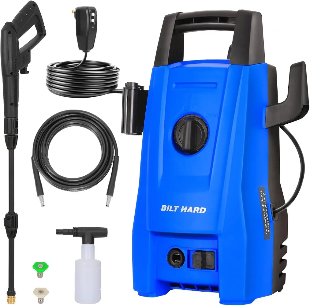 

1800 PSI 1.7 GPM Power Washer,Lightweight,with 2 Spray Nozzles,20 Ft Hose,35 Ft Power Cord,Foam Cannon,for Cleaning Cars