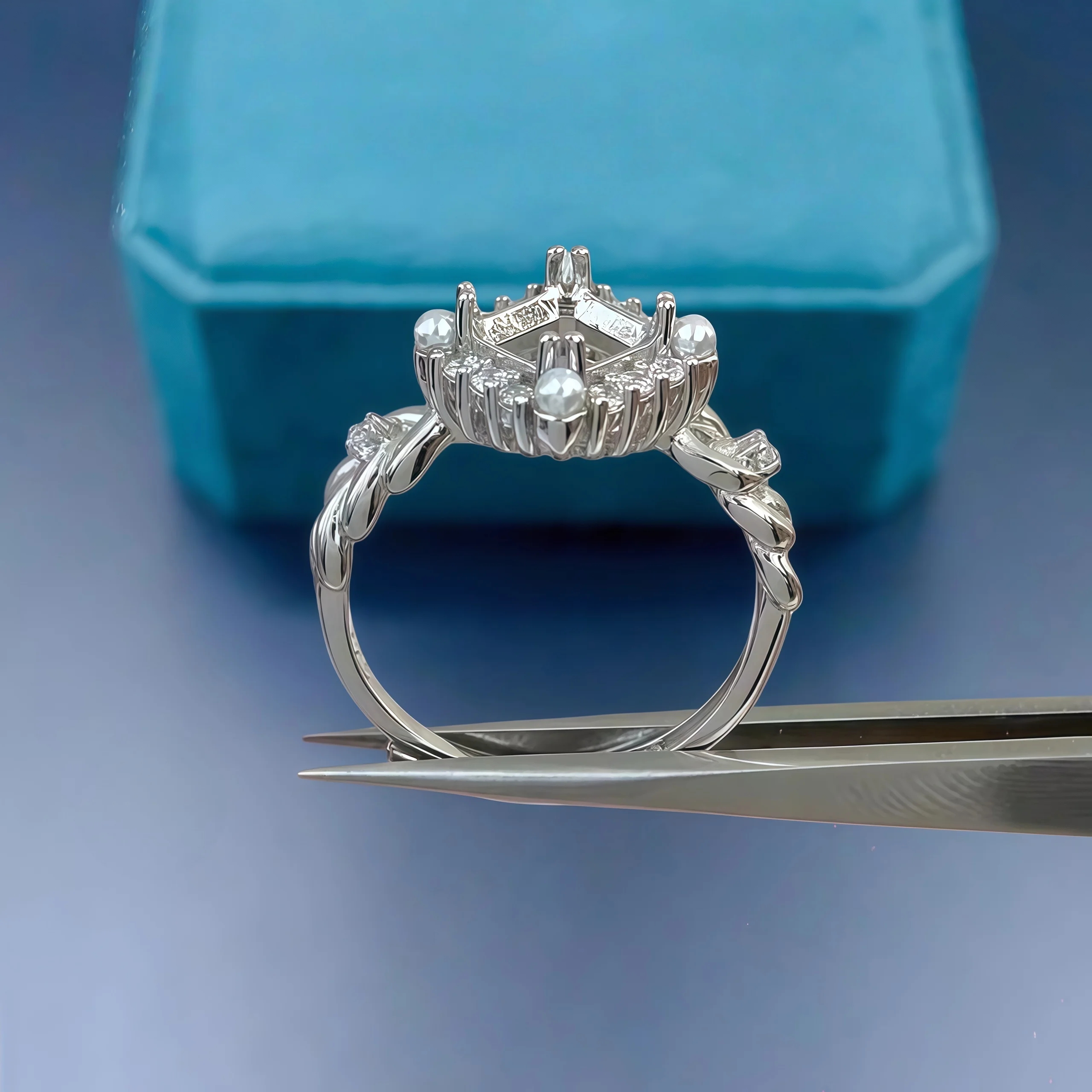 الأزياء DIY حلقة حامل فارغ S925 فضة الإعداد 6 ملليمتر مربع حجر غرامة الزركون تصميم سحر حفلات الزفاف مجوهرات للمرأة #2