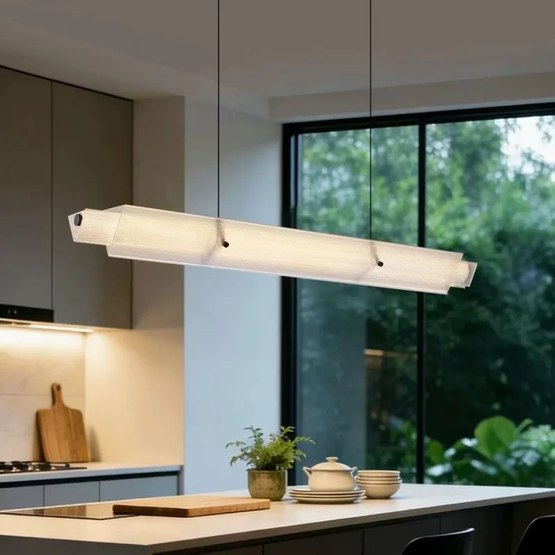 Modern Designer'S New Minimalist Restaurant Pendant Light Luxurious And Simple One Line Long Strip Living Room Tea Room Light
