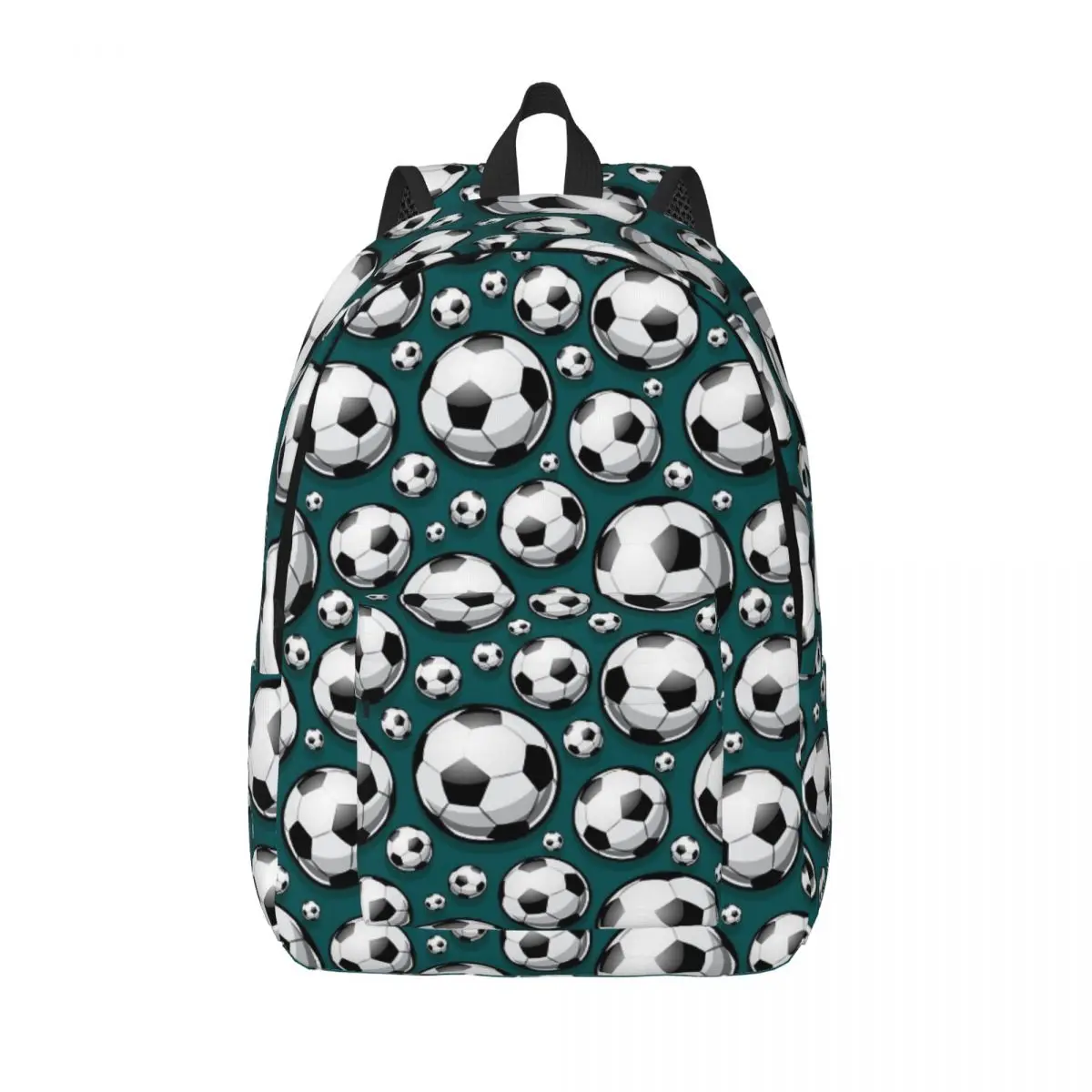 Soccer Balls Pattern Blue Football Backpack Middle High College School Student Sports Bookbag Teens Daypack Hiking