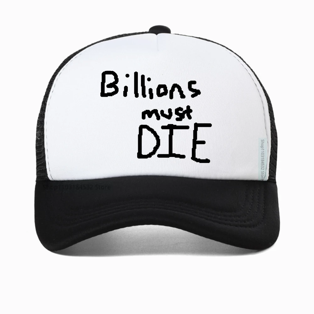 

Billions Must Die print baseball cap for men harajuku streetwear oversized graphic sun hat fashion mesh adjustable snapback hat