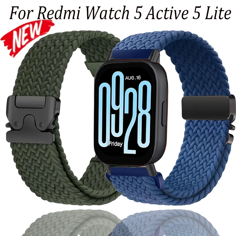 22 مللي متر 20 مللي متر النايلون مضفر حلقة حزام ل Redmi ساعة 5 نشط 5 لايت المظلة مشبك سوار ل Redmi ساعة 3 لايت/نشط الفرقة
