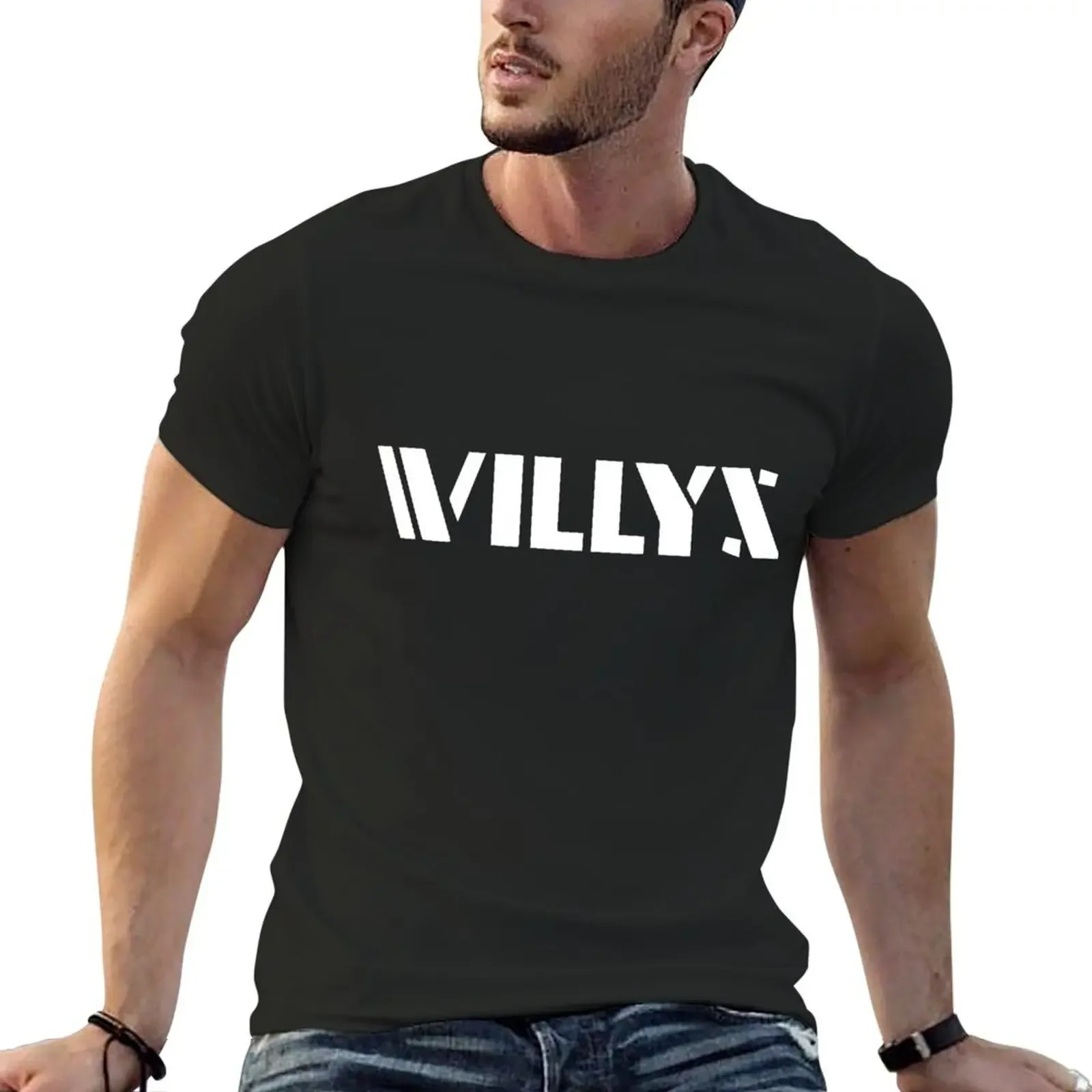 Vintage Willys Stencil Style T-Shirt summer tops anime figures designer shirts korean fashion clothes for men