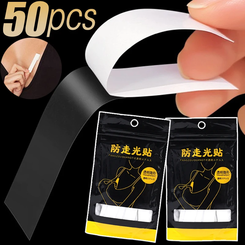 

50PCS Anti-slip Invisible Safe Body Tape Adhesive Dress Cloth Double-sided Tapes Skin Sticker Bra Safe Strip Clear Lingerie Tape