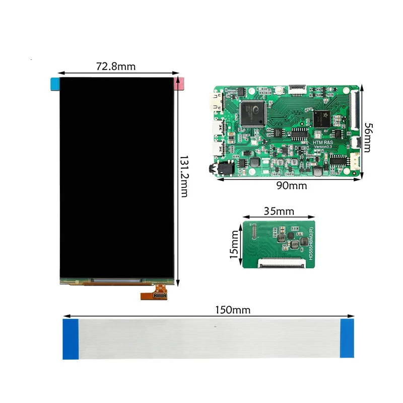 5.5 Inch E555HBM2 720x1280 Resolution Amoled Color Screen Supporting HDMI To MIPI Driver Board Vertical To Horizontal