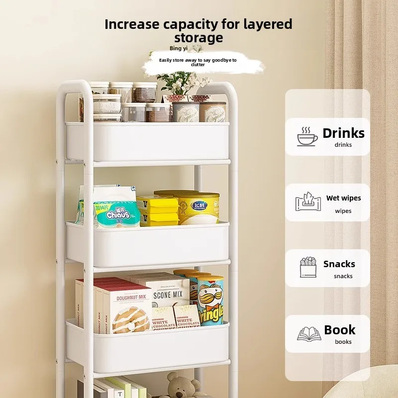 Multi-Layer Mobile Rolling Cart Storage Rack for Kitchen Bedroom Bathroom Baby Snacks Small Organizer Cart