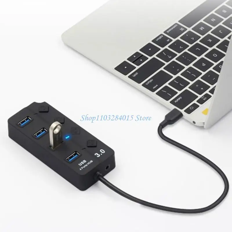 R6FF Multifuncional Hubs expansión USB3.0 Splitter 4 puertos y cable 26 para configuraciones PC