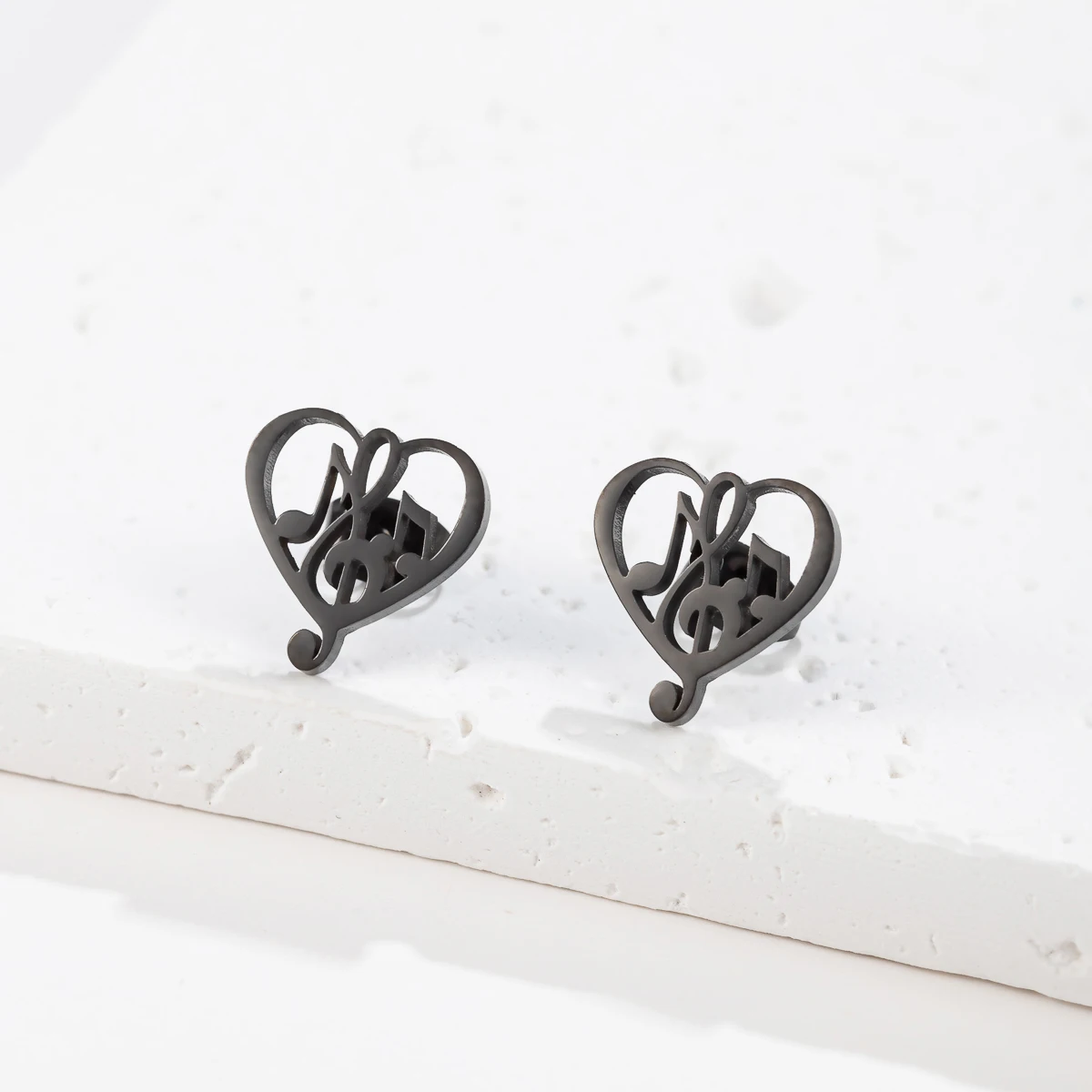 Korean Music Note Earring Heart Of Treble And Bass Fashion Stainless Steel Earings Women Female Wedding Gift Jewelry Pendientes