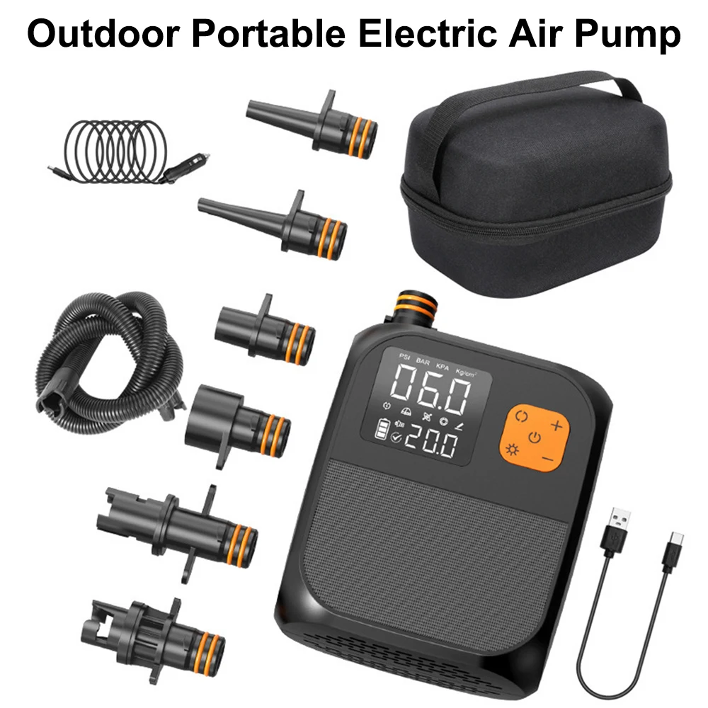 

Portable Electric Air Pump 8000mAh 80W Battery Inflator LED Lighting Air Compressor for Car Surfing Paddle Board Boat Kayaking