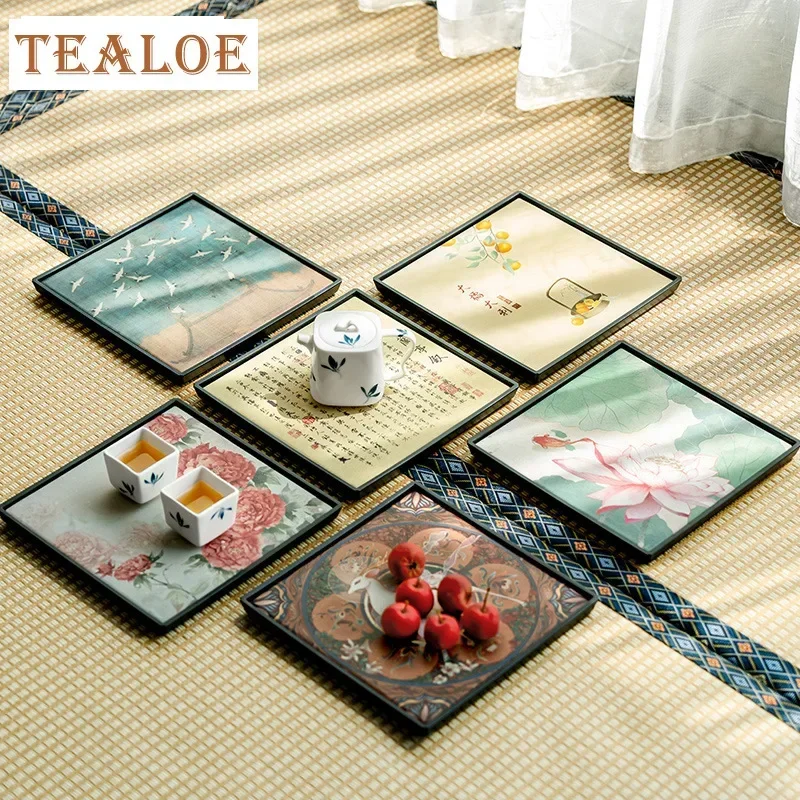 Chinese Style Square Water Absorbing Tea Tray Elegant Tea Board Dishes for Serving Chinese Tea Plate Teaware Supplies Ornaments