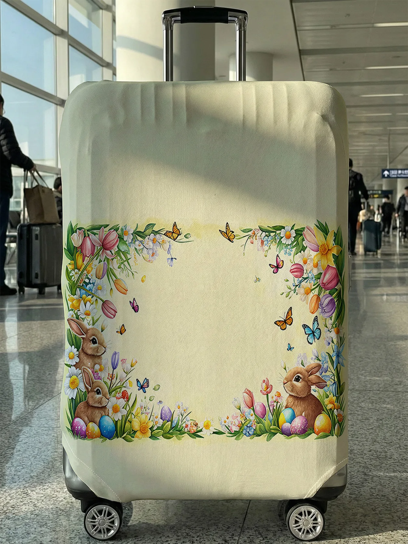 

Защитный чехол для багажа с изображением пасхального кролика и цветов, подходит для чемоданов 18-32 дюймов, чехлы для ручек чемоданов, дорожные аксессуары.