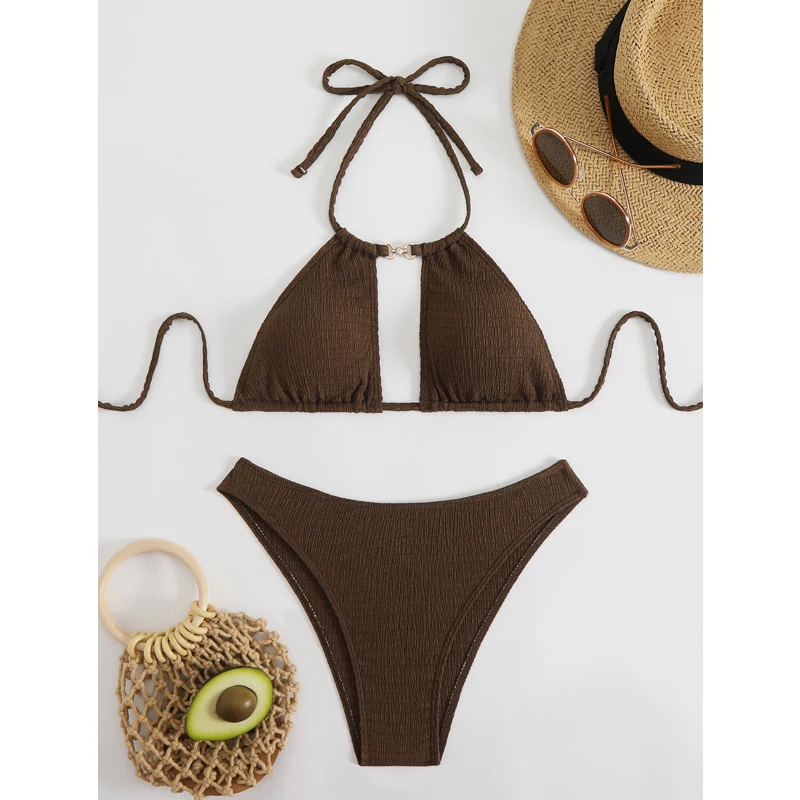 Sexy Cut Out Micro Bikini 2025 Women Swimsuit Brown Swimwear Thong Bikinis Set Brazilian Beach Wear Bathing Suit Biquini Female