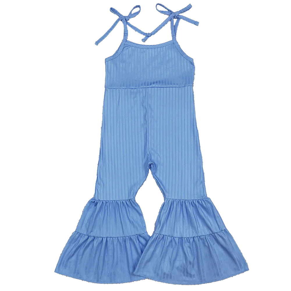 

Летние комбинезоны для маленьких девочек, комбинезоны в рубчик с синими ремешками для маленьких девочек