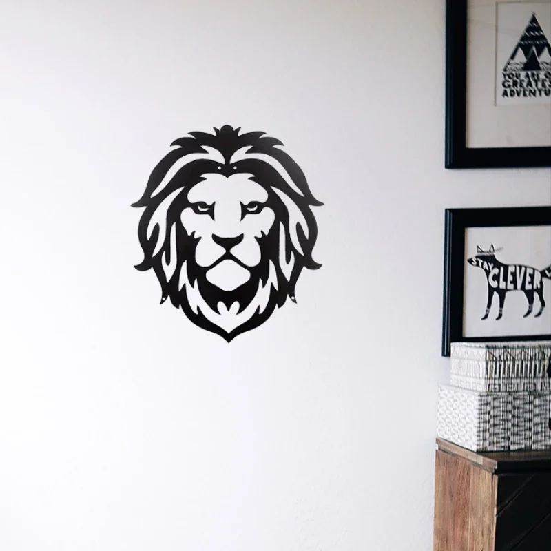 CIFbuy Lion Black Metal Wall Art Iron Hanging Sculpture Sign Outdoor Home Decor Ornament Accent Piece