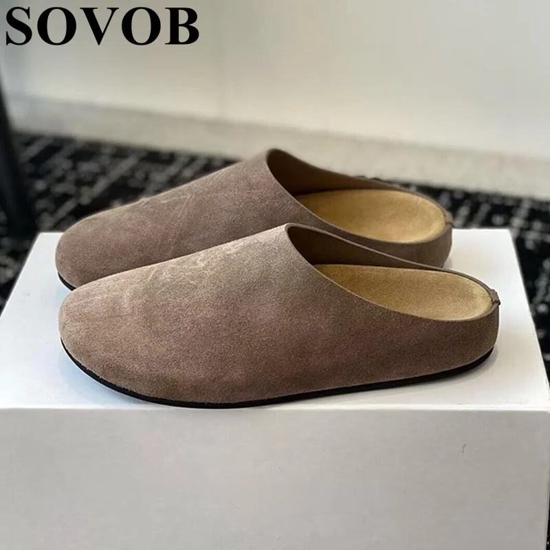 

Sheep Suede Flat Slippers Women Solid Color Simple Comfortable At Home Mules Spring Autumn Leisure Vacation Versatile Shoes