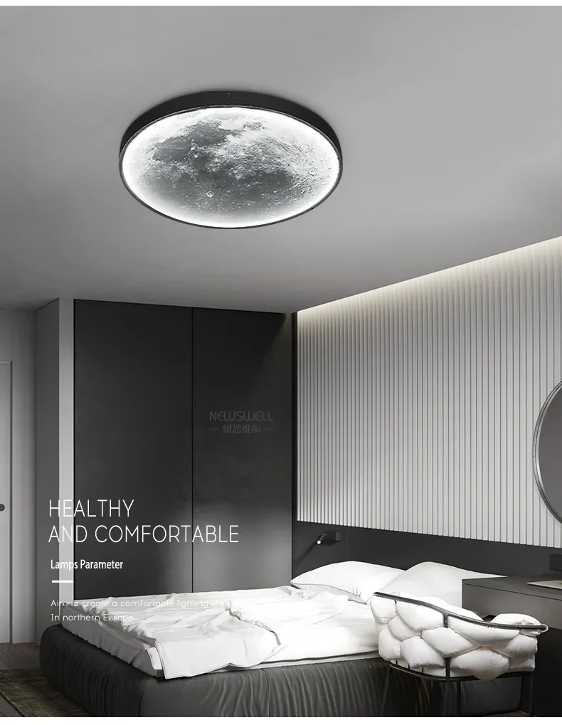 Lámpara de pared de Luna, luz de techo moderna, candelabro Led Mural para sala de estar, dormitorio, mesita de noche, balcón, pasillo, accesorio de