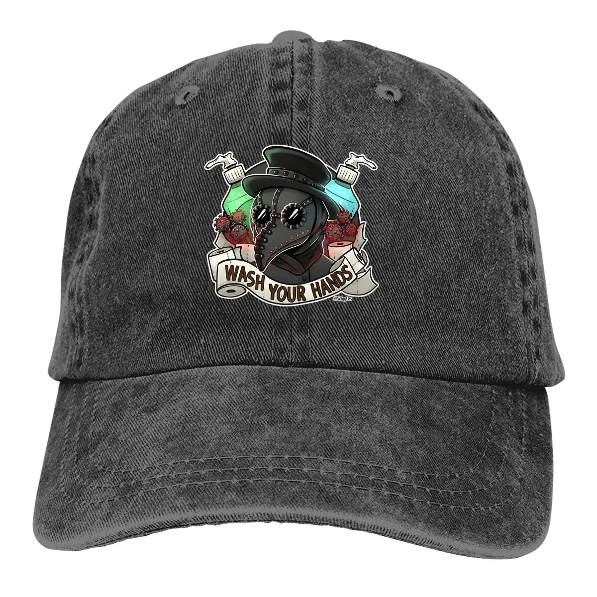 

Washed Men's Baseball Cap Wash Your Hands Trucker Snapback Cowboy Caps Dad Hat Plague Doctor Golf Hats