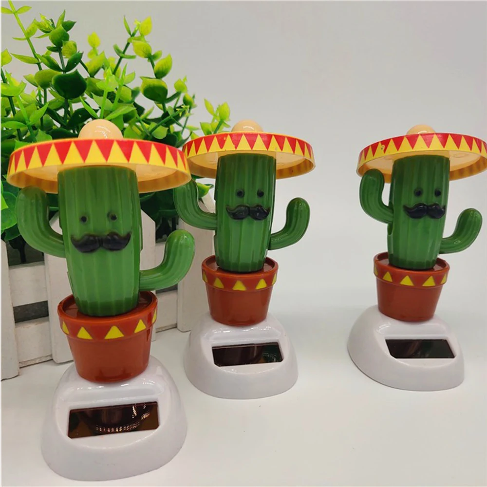 1PC Car Ornaments Solar Ornaments Bobblehead Cactus Shape Ornaments Gift Creative Interior Car Supplies Car Doll Ornaments