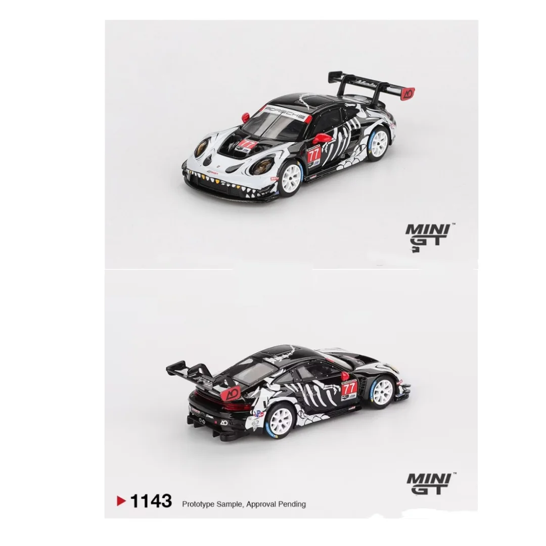 MINIGT 1:64 Porsche 911 GT3 R # 77 AO Racing 2025 IMSA Petit Le Mans modelo de coche de aleación