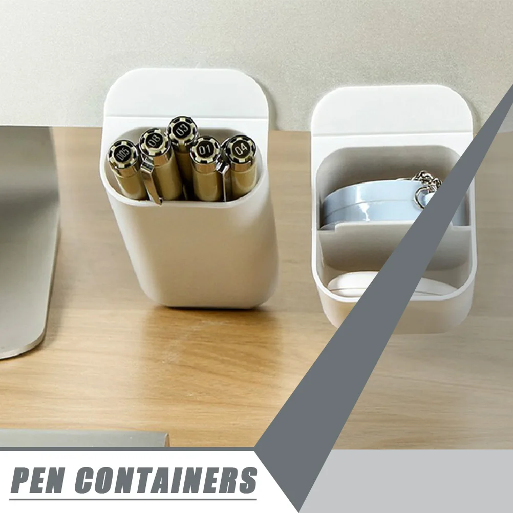 

3pcs Monitor Storage Box White Plastic Pen Holder Stationery ganizer for Desktop Under Screen Multi function Office