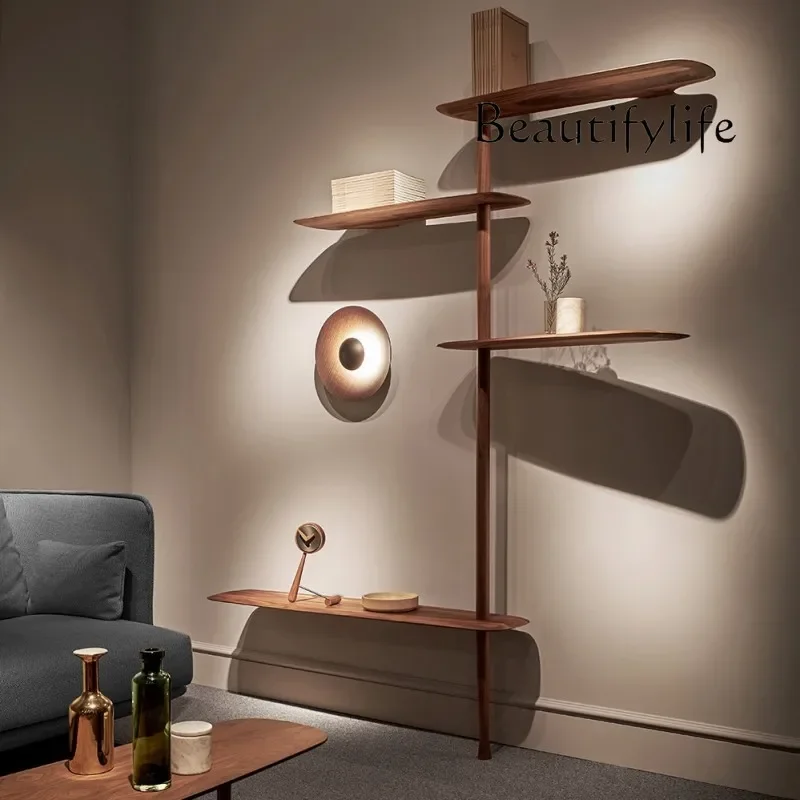 

qU Customizable North American Black Walnut Multi-Purpose Shelf Wall Fixed All Solid Wood Bookshelf