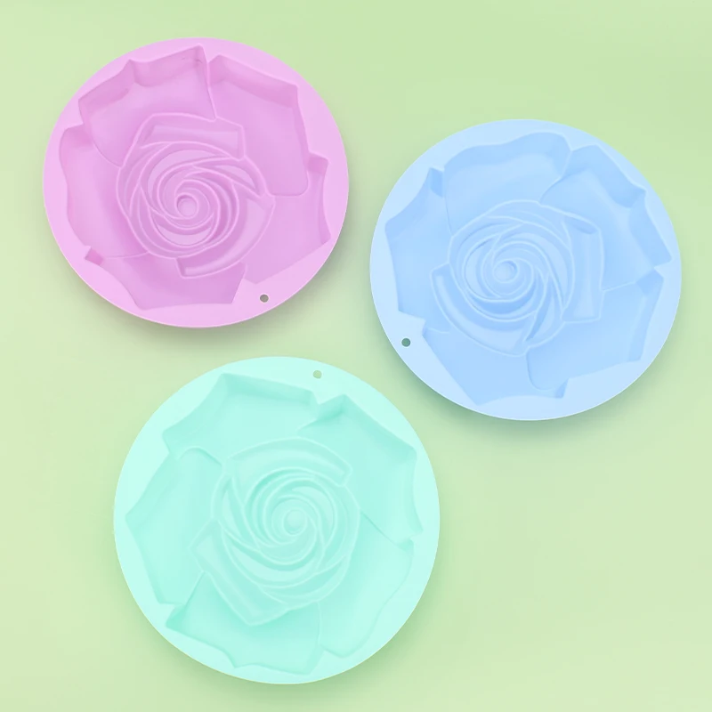 3D Big Rose Flower Baking Tray Silicone Cake Molds Form Mousse Pizza Pan Large Bakery Dish Bakeware Tools DIY Toast Bread Moulds