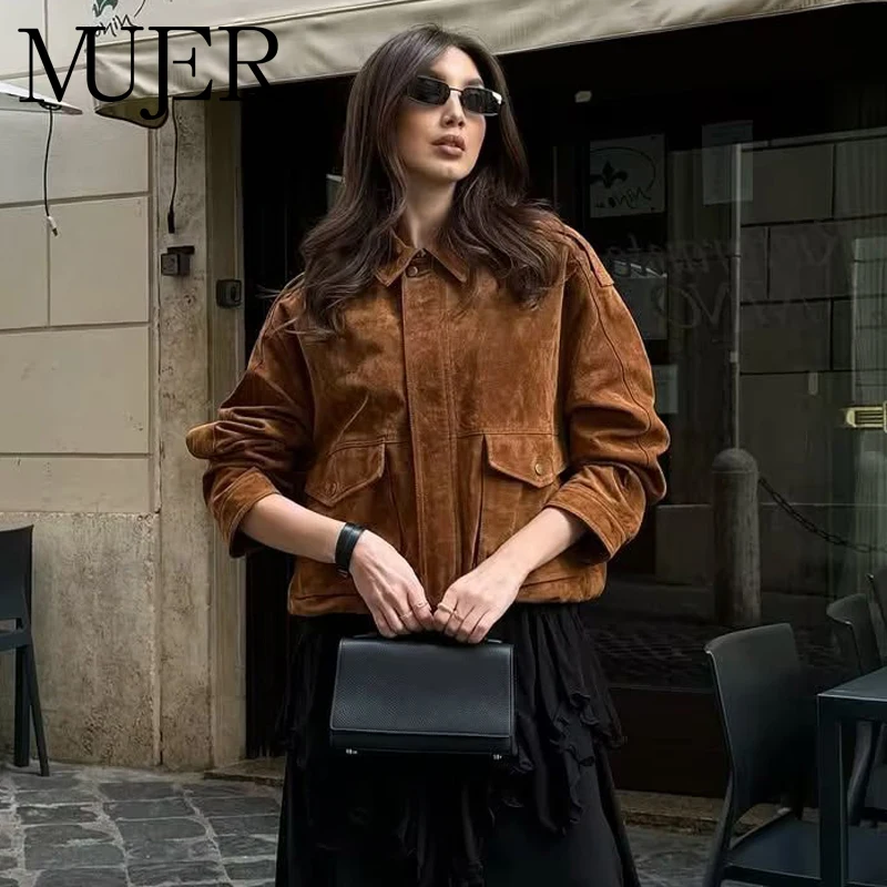 

MUJER Women's Bomber Jacket Faux Suede Jackets for Women Windbreaker Streetwear Winter Coat Female Zip New in Coats and Jackets