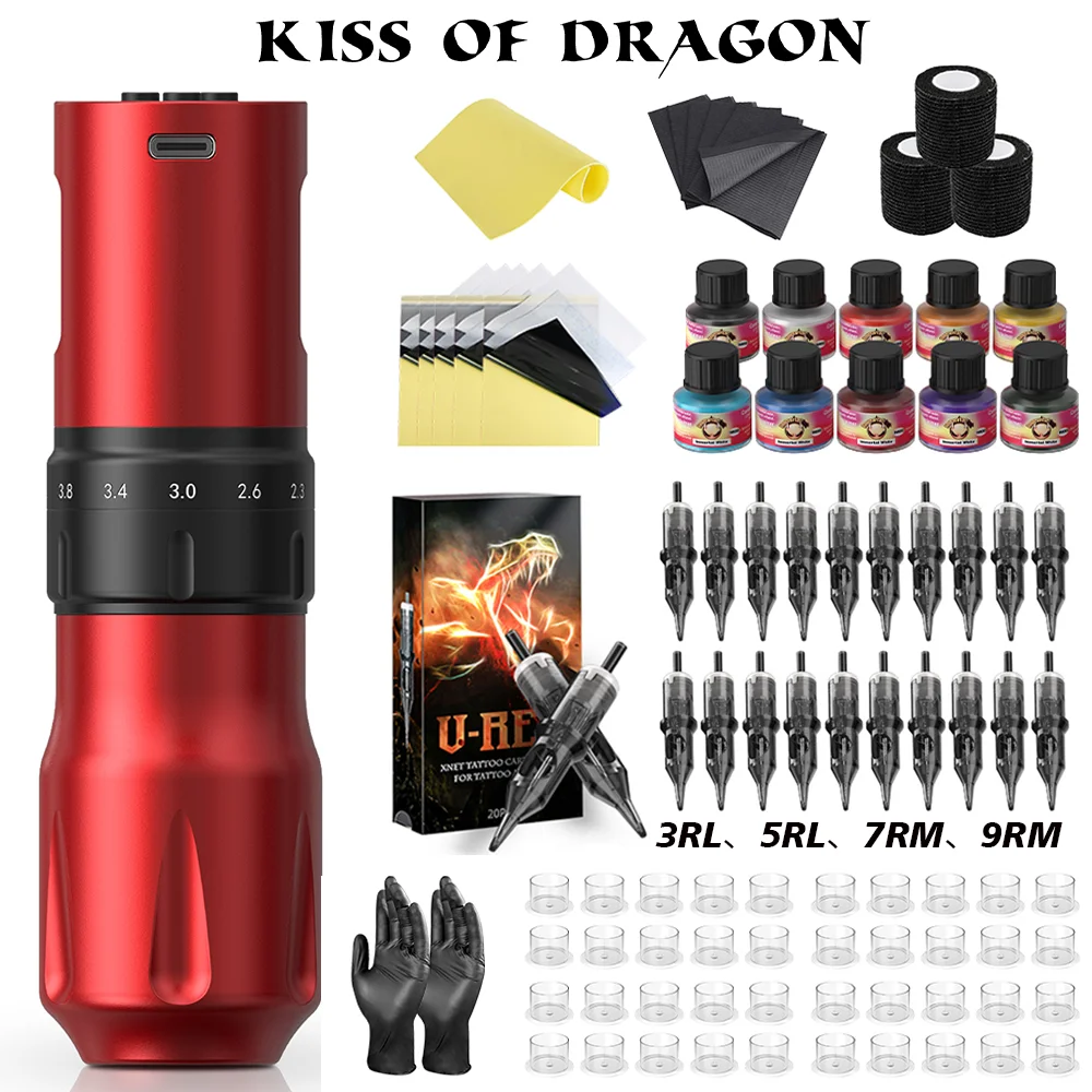 

Tattoo Kit Tattoo Machine Kit Permanent Makeup Tattoo Machine Kit Adjustable Stroke Tattoo Pen Complete Kit