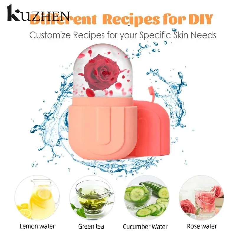 Facial Cold Compress Ice Roller สําหรับใบหน้าและดวงตานวดความงามซิลิโคนแม่พิมพ์น้ําแข็ง Cooling และ Firming Facial Skin Care เครื่องมือ