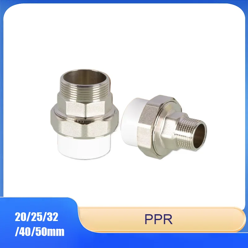 

PPR External Thread Copper Union Fittings 4mm, 6mm, 1-inch External Thread Union Connectors 20/25/32/40/50mm
