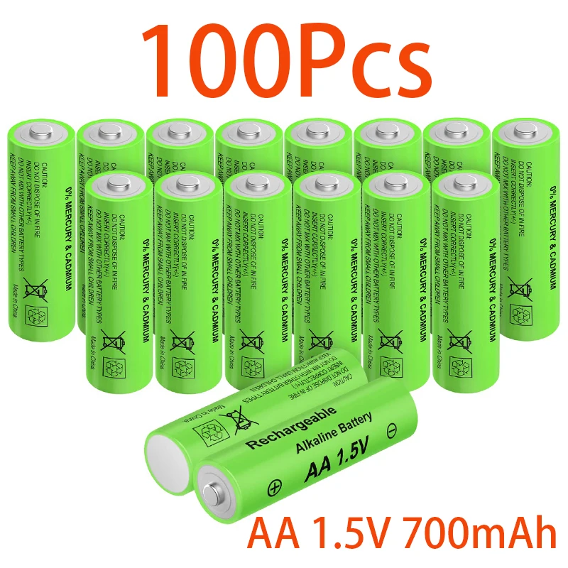 

100Pcs 1.5V Alkaline AA Rechargeable Battery Cell 700mAh