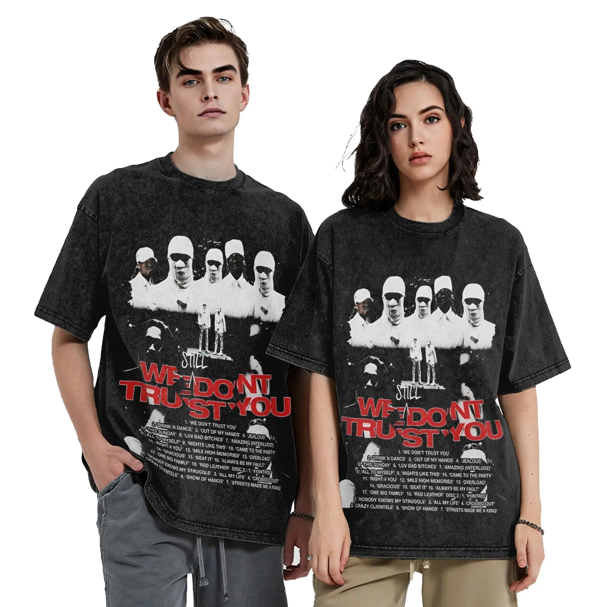 

Future & Metro Boomin Wsdty List Vintage Washed T Shirt Men's Cotton Tops Hip Hop Crewneck Short Sleeve