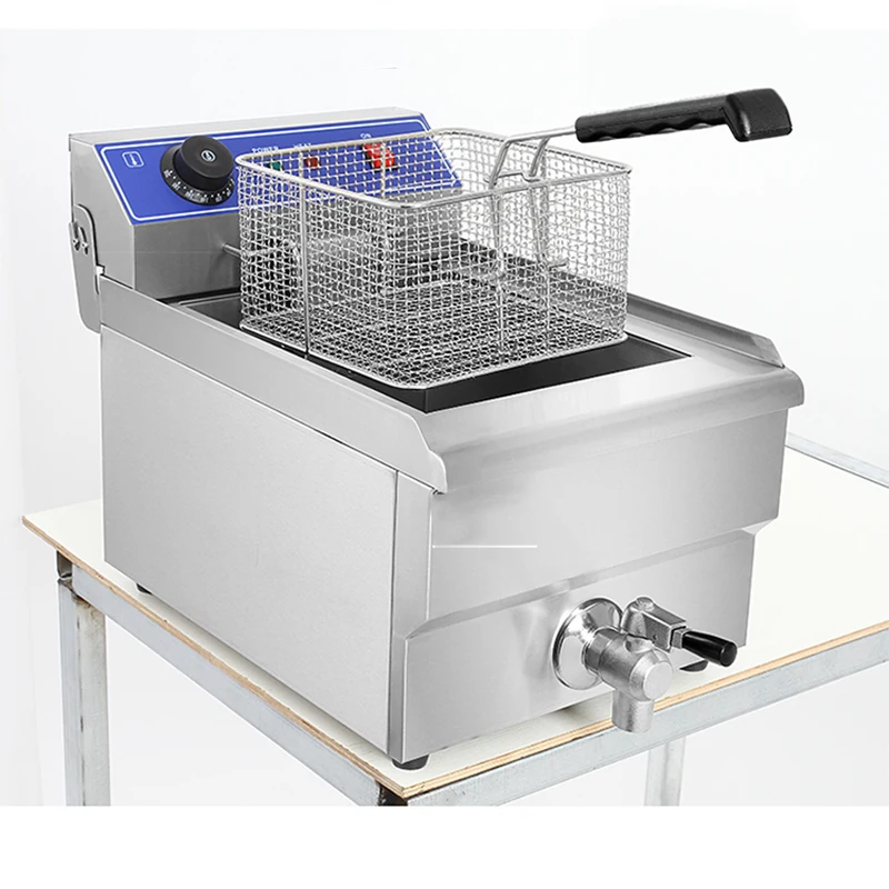 

13L Electric Deep Fryer Commercial Stainless Steel Fryer French Fries Machine Desktop Fried Chicken Legs Blast Furnace 60-200 ℃