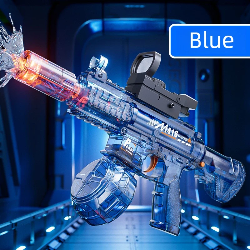 M416 Elektrisch waterpistool voor kinderen met licht, lange reikwijdte, automatisch continu schieten, spuitpistolen, zomerse buitenspeelgoed voor kinderen