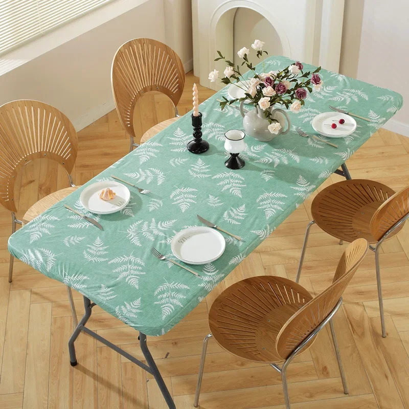 4Ft/6Ft Rectangle Vinyl Picnic Table Cloth Waterproof Elastic Fitted Table Covers Outdoor Table Cover for Camping Dining Indoor