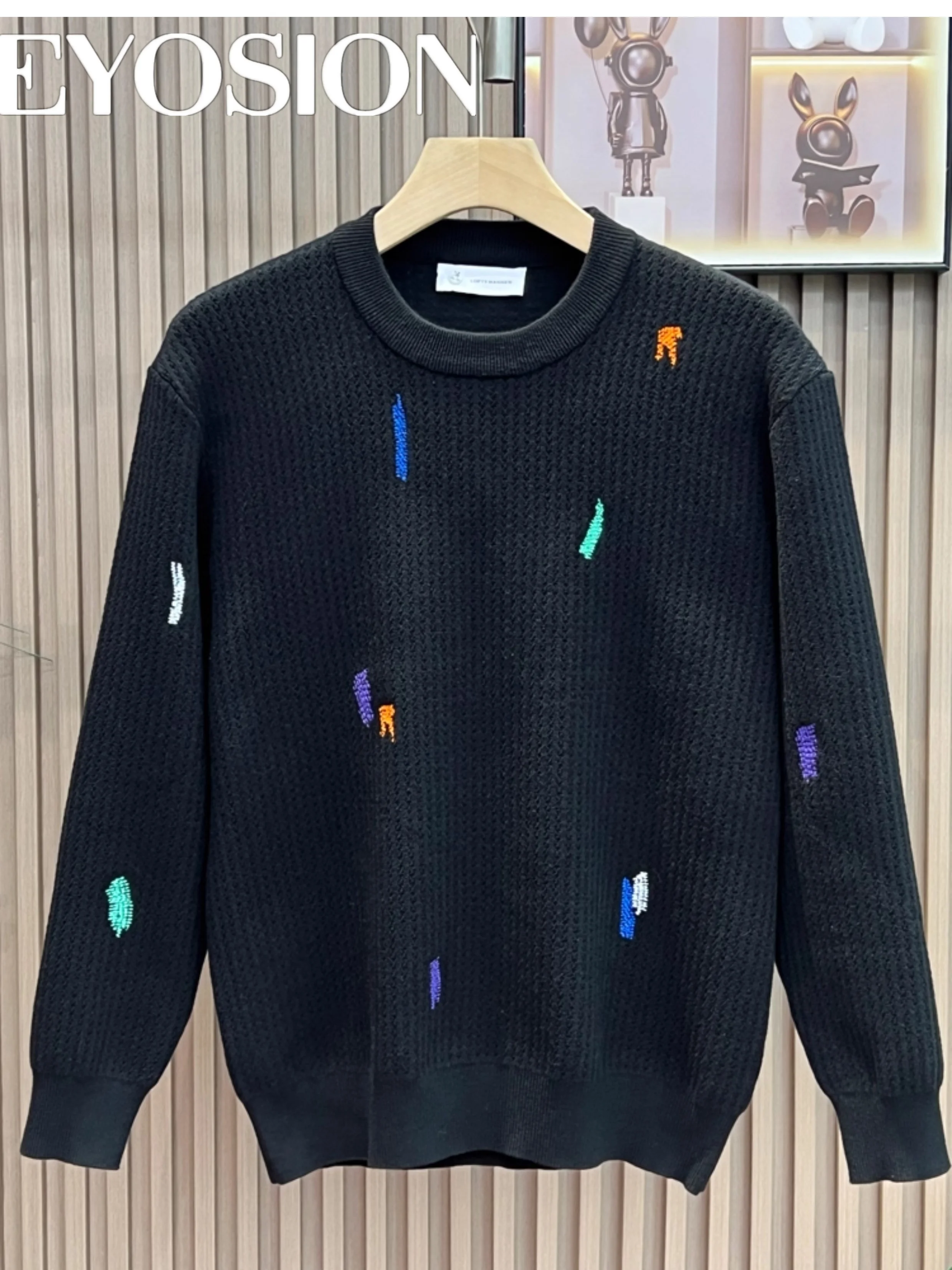 Nuovo maglione girocollo ricamato di alta qualità maglione basic autunno inverno da uomo pullover con camicia base interna alla moda