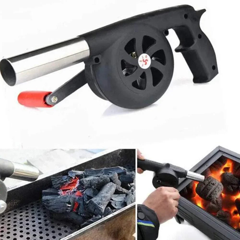 Portable Hand Crank Fan Air Blower Manual BBQ Grill Fire Starter Flame Exciter Cooking Tool for Barbecue Picnic Camping BBQ Tool