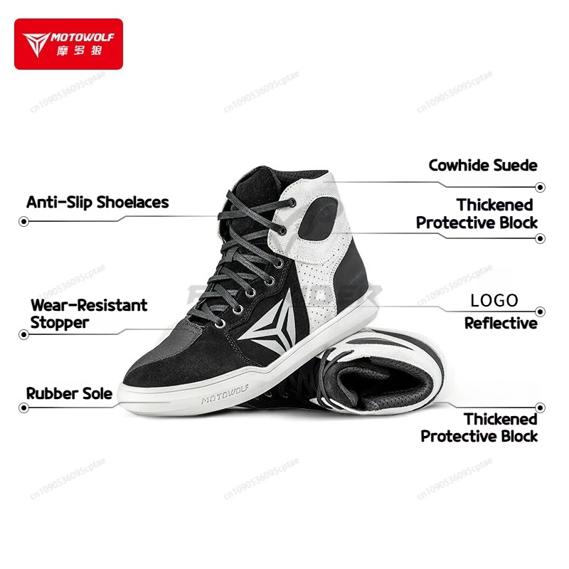 MOTOWOLF الجلود دراجة نارية أحذية الرجال المضادة للانزلاق وحيد الكاحل الحرس تنفس عدم الانزلاق المضادة للسقوط عاكسة دراجة نارية الأحذية